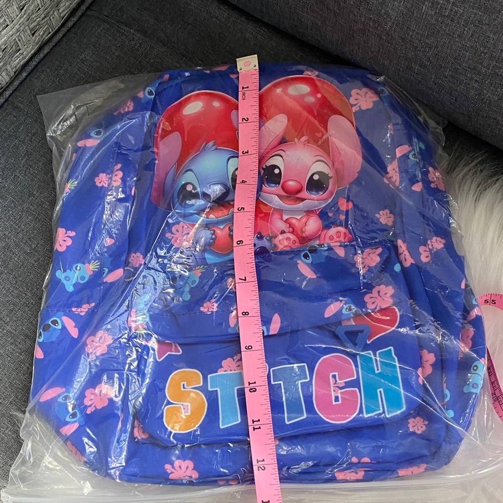 Stitch Blue Cartoon Backpack with Pink Accents new small back pack - Picture 4 of 4